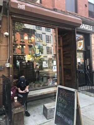 Out front. Bunny with sword logo. at Familiars in Brooklyn