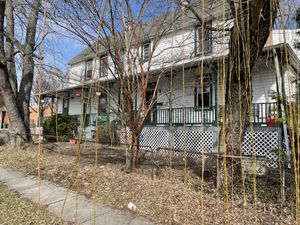 The house side again, through a lovely weeping willow.  at Farm to Face Cafe in Baltimore