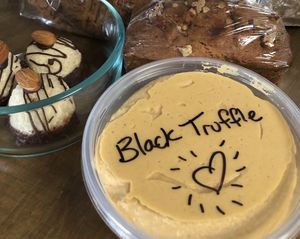 Mini banana bread, black truffle hummus and Macarons (all gluten free and vegan). at Farm to Face Cafe in Baltimore