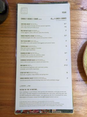Vegan menu at Rice Paper Scissors in Melbourne