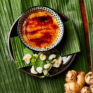 VEGAN BRULEE
Tofu and ginger brulee with fresh lychee and mint at Rice Paper Scissors in Melbourne