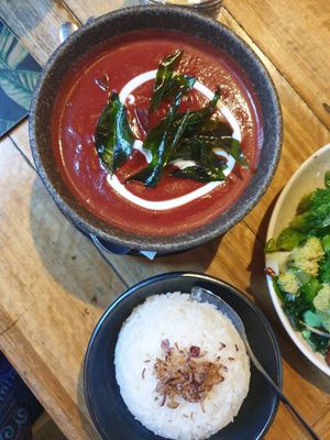 Beetroot Curry $29.00 and Jasmine Rice $6.00 at Rice Paper Scissors in Melbourne