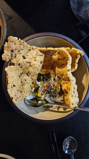 Ceviche $15.00: nice rice crackers, and fresh ceviche but spicy! at Rice Paper Scissors in Melbourne