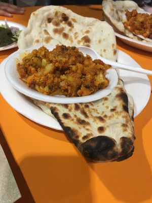Cauliflower curry and vegan naan at VegThisCity in Central Singapore
