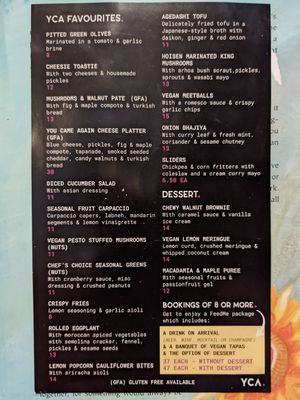 Menu at You Came Again in West End