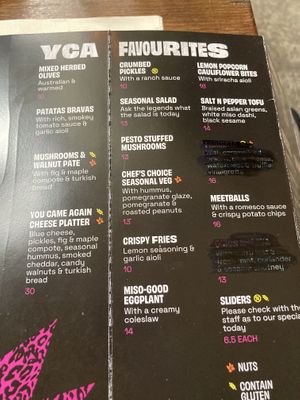 Menu  at You Came Again in West End