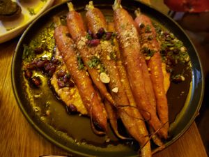 Harissa roasted carrots at You Came Again in West End