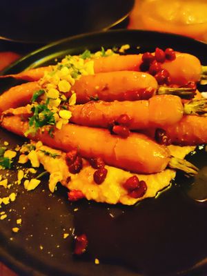 Carrots and hummus at You Came Again in West End