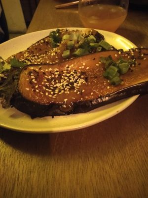 Miso glazed eggplant at You Came Again in West End
