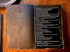 Food menu at You Came Again in West End