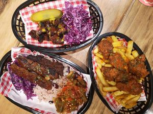 Ribs and rice, seitan chicken and burnt bits at Dirty Kitch in Coventry