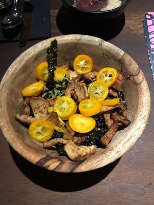 mushrooms with palm cabbage and kumquat at Dumbo in Rotterdam