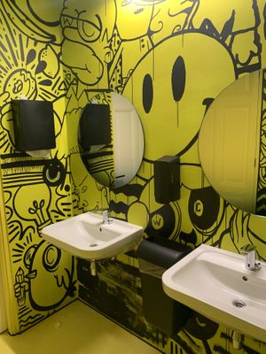 Even the toilet is it’s own piece of art! at Dumbo in Rotterdam