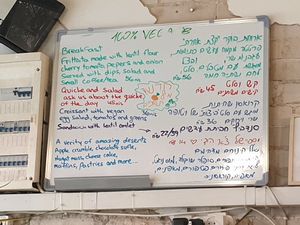 Menu at Shizen in Tel Aviv