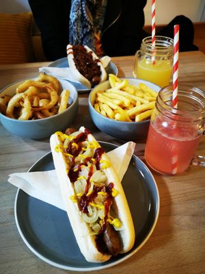 Hot dogs, onion rings, French fries at The Alleycat in Inverness
