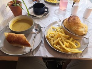 Steak and ale pie and homemade soup of the day. at The Alleycat in Inverness