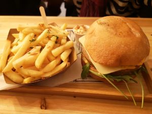 Burger and fries at Vegger in Brussels