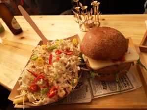 Burger and kikti kebab at Vegger in Brussels