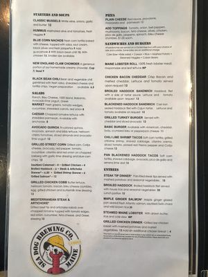 Apps menu at Sea Dog Brewing Co in Camden
