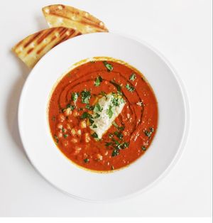 Moroccan Chickpea soup with babaganousch  at Northyards Cider Co. in Squamish