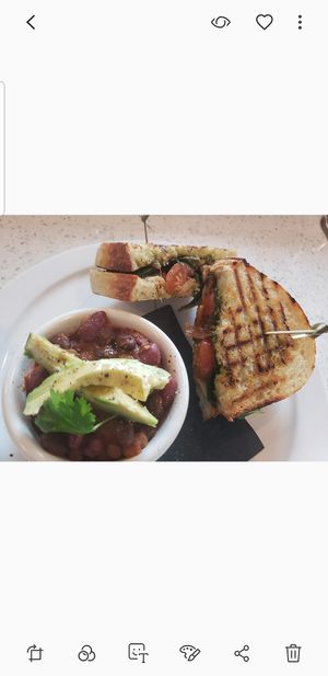 Vegan vaprese panini and vegan chili, soup and sammy combo $10! at Northyards Cider Co. in Squamish