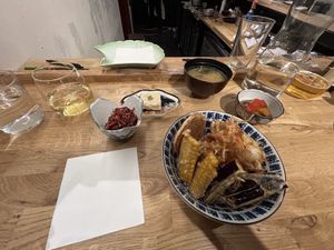 Tempura and side dishes  at Murasaki at Hotel Helka in Helsinki