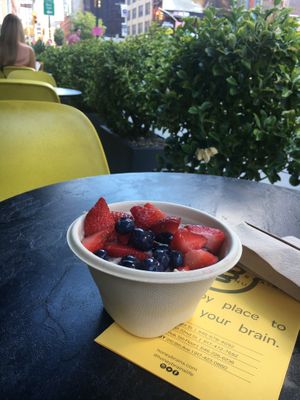 More outside seating--with the tasty oatmeal I had for breakfast at Honeybrains in New York City