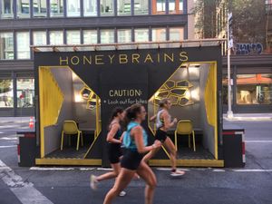 Outside seating at Honeybrains in New York City