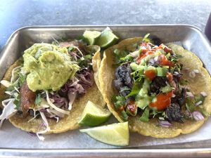 Guacamole Taco and Mushroom Taco.  at Hunger Street Tacos in Winter Park