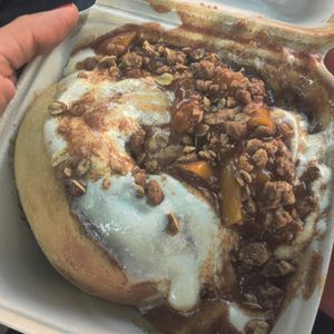 Peach cobbler bun. at Cinnaholic in Corona