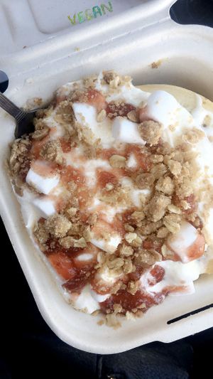 Pie crumble and strawberry jam  at Cinnaholic in Corona