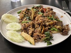 Green curry fried rice, 85 baht  at Talalaks Emporium Food Hall in Bangkok