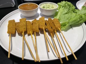 Soy protein satay, 80 baht  at Talalaks Emporium Food Hall in Bangkok