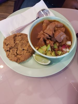 Vegan Pozole and a cookie at Miss Chickpea's Bakeshop in San Antonio
