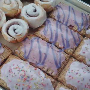 Cinnamon rolls and pop tarts at Miss Chickpea's Bakeshop in San Antonio