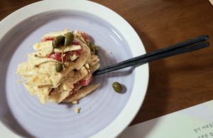 lance asiabell root and yacon salad 생더덕야콘무침 at Aseungji 아승지 in Seoul