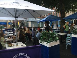Outdoor seating at Kafeneon in Newcastle Upon Tyne