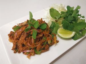 Larb Mushroom (Thai Northern meal)​ at Mr. Mushroom - Food Stall in Chiang Mai