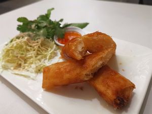 Springroll on serve at Mr. Mushroom - Food Stall in Chiang Mai
