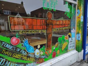 Bright and brilliant window art at REfUSE Café in Chester-le-street