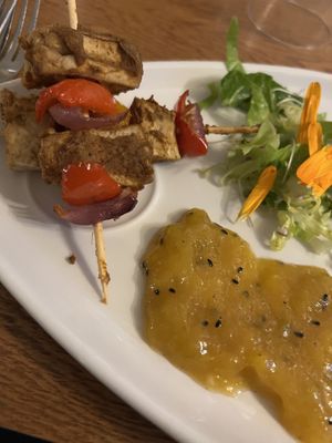 Indian supper club tofu tikka   at REfUSE Café in Chester-le-street