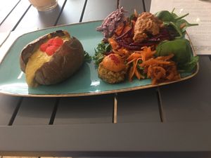 Jacket potato with cashew cheese  at Alkaline Kitchen in Middlesbrough