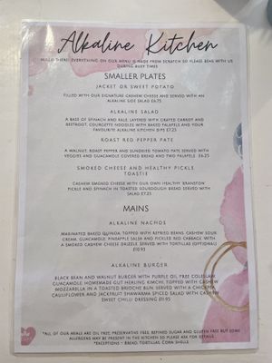 Menu  at Alkaline Kitchen in Middlesbrough