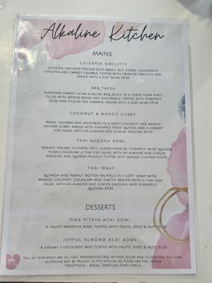 Menu  at Alkaline Kitchen in Middlesbrough
