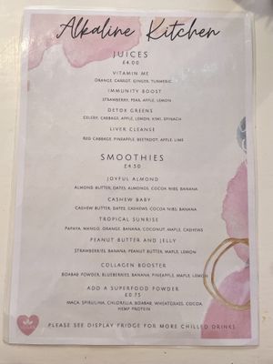 Menu  at Alkaline Kitchen in Middlesbrough