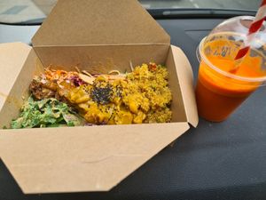 Thai buddah bowl and Vitamin me juice at Alkaline Kitchen in Middlesbrough
