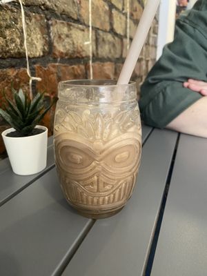 Iced banana coconut latte (half full)  at Alkaline Kitchen in Middlesbrough