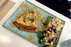 Falafel pizza at Alkaline Kitchen in Middlesbrough