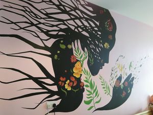Beautiful wall art at Alkaline Kitchen in Middlesbrough