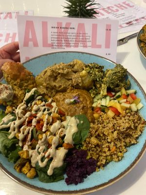 Indian Buddha bowl at Alkaline Kitchen in Middlesbrough